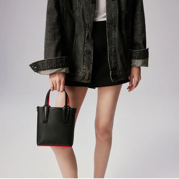 Christian Louboutin Cabata Mini Spiked Tote Black/Red | Sold Out Online | NWOT - Picture 5 of 12